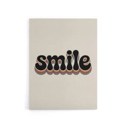 "Artery8 Smile Colourful Retro Rainbow Font Typography Canvas Wall Art Print in Beige - Size: W18"" x H24""" - thumbnail 1