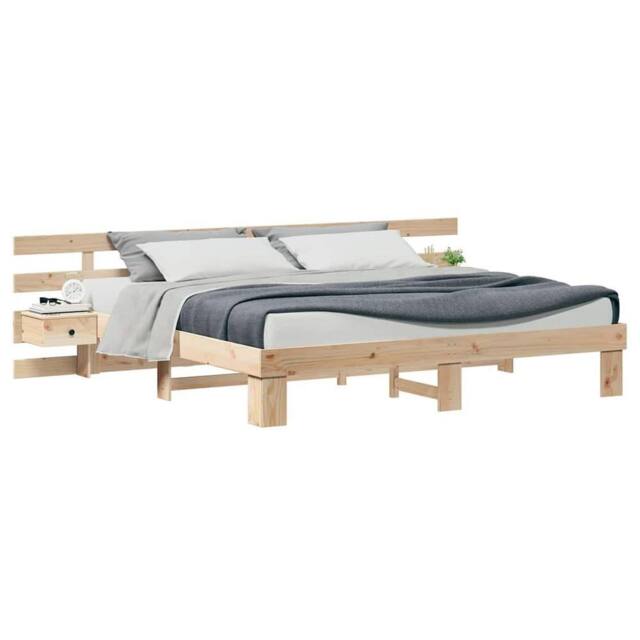 Berkfield Home Modern with Drawer Brown 200 x 200 cm Solid pine wood in Beige - image 1
