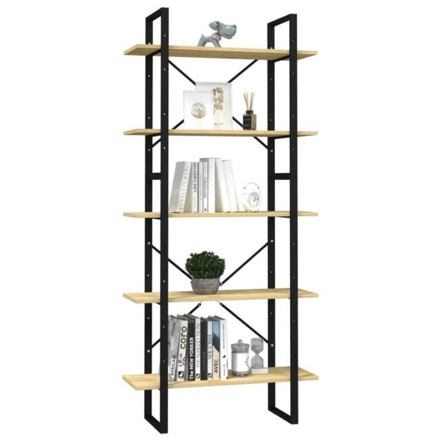 Berkfield Home Modern 5-Tier Book Cabinet 80x30x175 cm Pinewood in Brown - Size: 80 x 30 x 175 cm - image 1