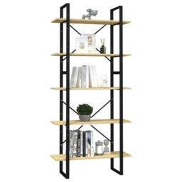 Berkfield Home Modern 5-Tier Book Cabinet 80x30x175 cm Pinewood in Brown - Size: 80 x 30 x 175 cm - thumbnail 1