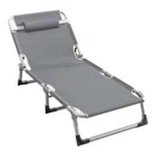 Havendro Garden Reclining Sun Lounger Folding Chair Beach Camping in Grey - image 1