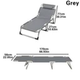 Havendro Garden Reclining Sun Lounger Folding Chair Beach Camping in Grey - thumbnail 2
