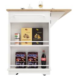 BTM Kitchen Island with Removable Partitions & Glass Cabinet in White - thumbnail 8