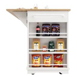 BTM Kitchen Island with Removable Partitions & Glass Cabinet in White - thumbnail 9