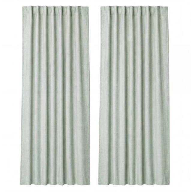 VOGREX Green Linen Look Thermal Blackout Curtains 52x84in Pair - image 1