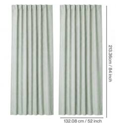 VOGREX Green Linen Look Thermal Blackout Curtains 52x84in Pair - thumbnail 2