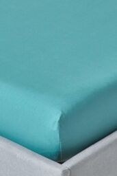 Homescapes Egyptian Cotton Fitted Sheet 12 inch 200 Thread Count in Teal - Size: Single Fitted - thumbnail 1