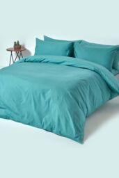 Homescapes Egyptian Cotton Fitted Sheet 12 inch 200 Thread Count in Teal - Size: Single Fitted - thumbnail 4