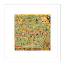 Artery8 Map Fisher 1932 University Chicago Alumnae 8X8 Inch Square Wooden Framed Wall Art Print Picture with Mount in White - thumbnail 1