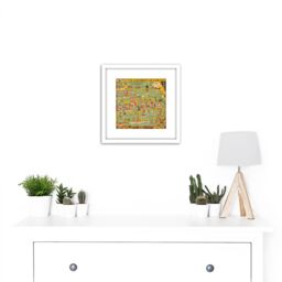 Artery8 Map Fisher 1932 University Chicago Alumnae 8X8 Inch Square Wooden Framed Wall Art Print Picture with Mount in White - thumbnail 2