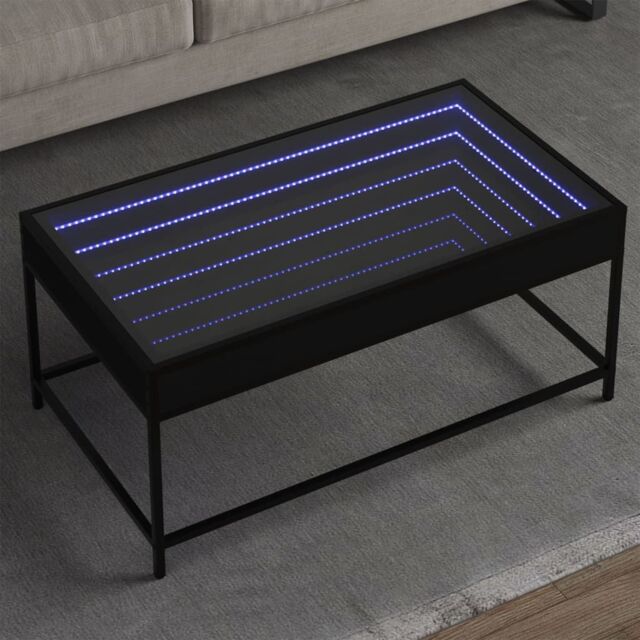 Berkfield Home Coffee Table with Infinity LED Black 90x50x41 cm - Size: 90 x 50 x 41 cm - image 1