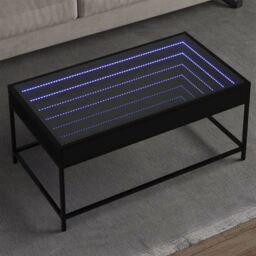 Berkfield Home Coffee Table with Infinity LED Black 90x50x41 cm - Size: 90 x 50 x 41 cm - thumbnail 1