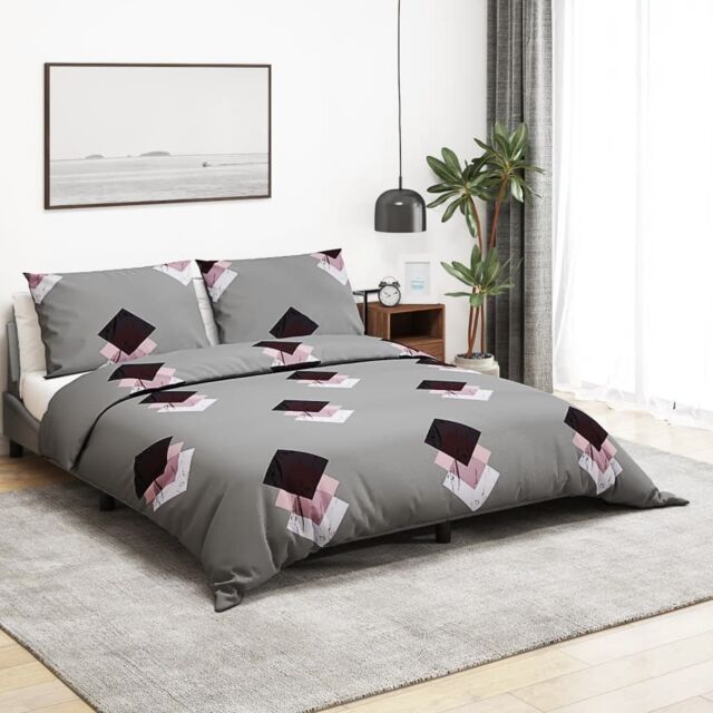 Berkfield Home Duvet Cover Set Grey 225x220 cm Cotton - image 1