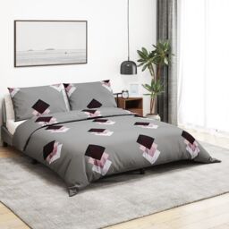 Berkfield Home Duvet Cover Set Grey 225x220 cm Cotton - thumbnail 1