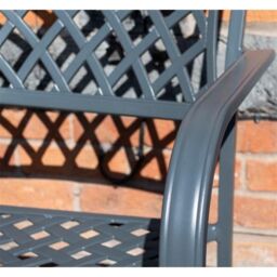 Cheshire 2 Seater Gunmetal Grey Vienna Aluminium Garden Bench in Dark Grey - thumbnail 2