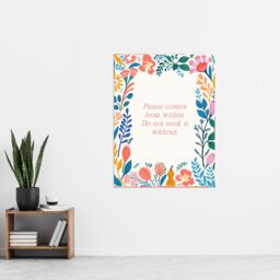 "Artery8 Wall Art Print Peace Comes From Within Buddhist Mindfulness Quote Floral Poster - Size: W24"" x H32""" - thumbnail 4