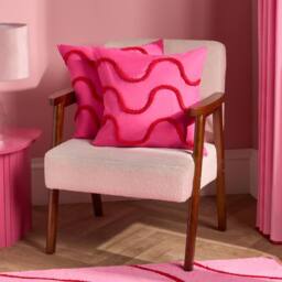 OHS 2 x Tufted Wave Cushion Cover Luxury Modern in Bright Pink - Size: 45 cm x 45 cm - thumbnail 1