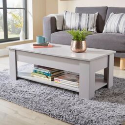 Home Source Lift Up Coffee Table With Storage Shelf Living Room Home Orlando in Grey - thumbnail 2