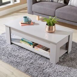 Home Source Lift Up Coffee Table With Storage Shelf Living Room Home Orlando in Grey - thumbnail 3