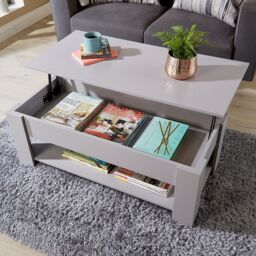 Home Source Lift Up Coffee Table With Storage Shelf Living Room Home Orlando in Grey - thumbnail 5