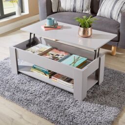 Home Source Lift Up Coffee Table With Storage Shelf Living Room Home Orlando in Grey - thumbnail 1