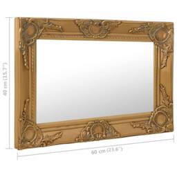 Berkfield Home Wall Mirror Baroque Style 60x40 cm Gold - thumbnail 6