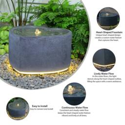 Bumilgar Elegant Water Fountain 28cm Love Shape with LED Lights Grey - thumbnail 3