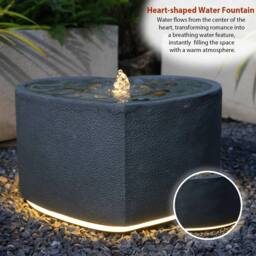 Bumilgar Elegant Water Fountain 28cm Love Shape with LED Lights Grey - thumbnail 5