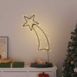 Berkfield Home Christmas Lights Shooting Star Silhouette 115 LEDs Warm White in Black - thumbnail 2