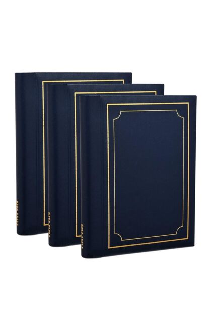 Arpan 3 x Self Adhesive Photo Albums Totaling 108 Sheets 216 Sides Padded Leather Style Finish in Blue - image 1