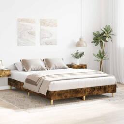 Berkfield Home Bed Frame No Mattress Smoked Oak 140x200 cm Engineered Wood in Brown - thumbnail 3
