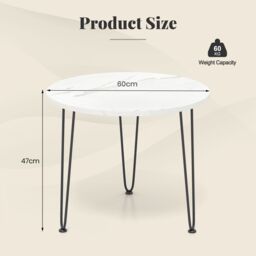 Costway Round Coffee Table Small Faux Marble Accent Table in White - thumbnail 2