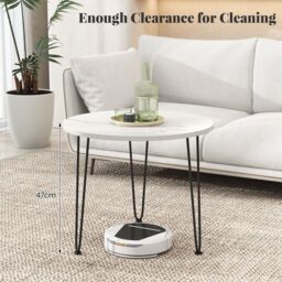 Costway Round Coffee Table Small Faux Marble Accent Table in White - thumbnail 9