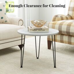 Costway Round Coffee Table Small Faux Marble Accent Table in White - thumbnail 8