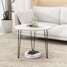 Costway Round Coffee Table Small Faux Marble Accent Table in White - thumbnail 5