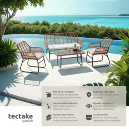 tectake Garden Furniture Set Molfetta Xl in Natural - Size: 4 Person - thumbnail 2