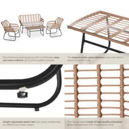 tectake Garden Furniture Set Molfetta Xl in Natural - Size: 4 Person - thumbnail 5