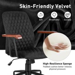 Kelvenix Velvet Office Chair Ergonomic in Black - Size: 0.6m2 - thumbnail 5
