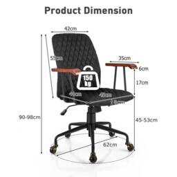 Kelvenix Velvet Office Chair Ergonomic in Black - Size: 0.6m2 - thumbnail 2
