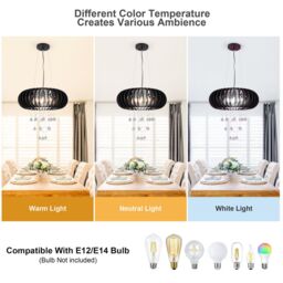 Garwarm 6 Light Wood Caged Crystal Dimmable Chandelier in Black - thumbnail 9