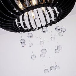 Garwarm 6 Light Wood Caged Crystal Dimmable Chandelier in Black - thumbnail 3