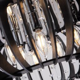 Garwarm 6 Light Wood Caged Crystal Dimmable Chandelier in Black - thumbnail 6
