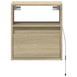 Berkfield Home TV Wall Cabinets with LED Lights 2 pcs Sonoma Oak 41x31x45 cm in Natural - Size: 41 x 31 x 45 cm - thumbnail 6