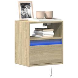 Berkfield Home TV Wall Cabinets with LED Lights 2 pcs Sonoma Oak 41x31x45 cm in Natural - Size: 41 x 31 x 45 cm - thumbnail 1