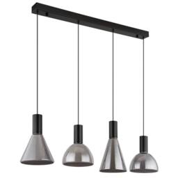 Netlighting Labora Bar Pendant Matt Black Smoke Glass Shade 4x LED 3000K - thumbnail 2