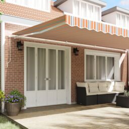 Berkfield Home Manual Retractable Awning Multicolour Stripe 600x300 cm in Orange - thumbnail 3