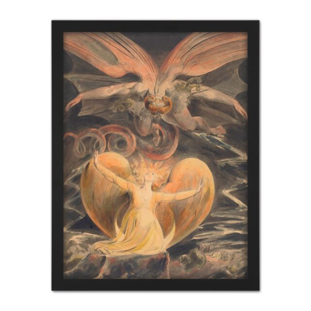 "Artery8 Wall Art Print William Blake Great Red Dragon Woman Clothed With Sun Large Framed Wall Décor Art in Black - Size: W18"" x H24""" - image 1