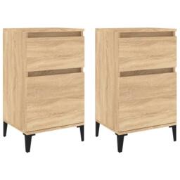 Berkfield Home Elegant Bedside Cabinets 2 pcs Sonoma Oak 40x35x70 cm in Light Brown - Size: 40 x 35 x 70 cm - thumbnail 3