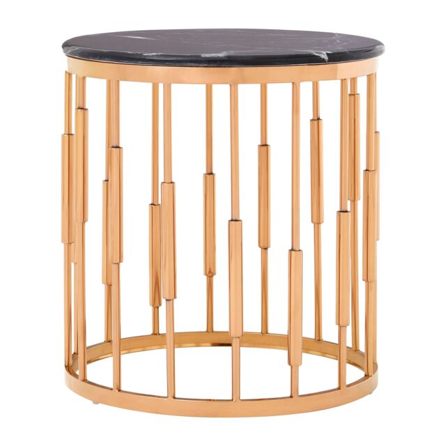 Orsina Functional Round Copper Finish Side Table, Luxury Modern Side Table For Livingroom, Sturdy Bedside Table in Rose Gold - image 1