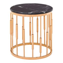 Orsina Functional Round Copper Finish Side Table, Luxury Modern Side Table For Livingroom, Sturdy Bedside Table in Rose Gold - thumbnail 3